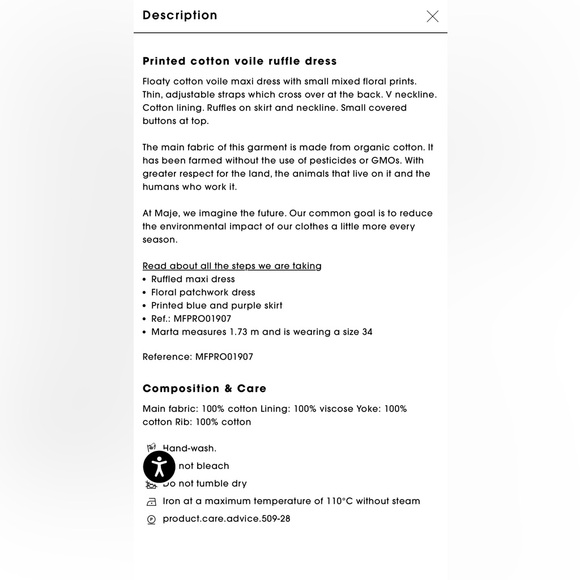 Maje Printed cotton voile ruffle dress - never worn; no tags - Picture 4 of 4